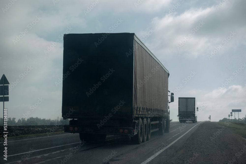 Old Lorry Traffic Transport on motorway in motion Old Lorry Traffic Transport on motorway in motion