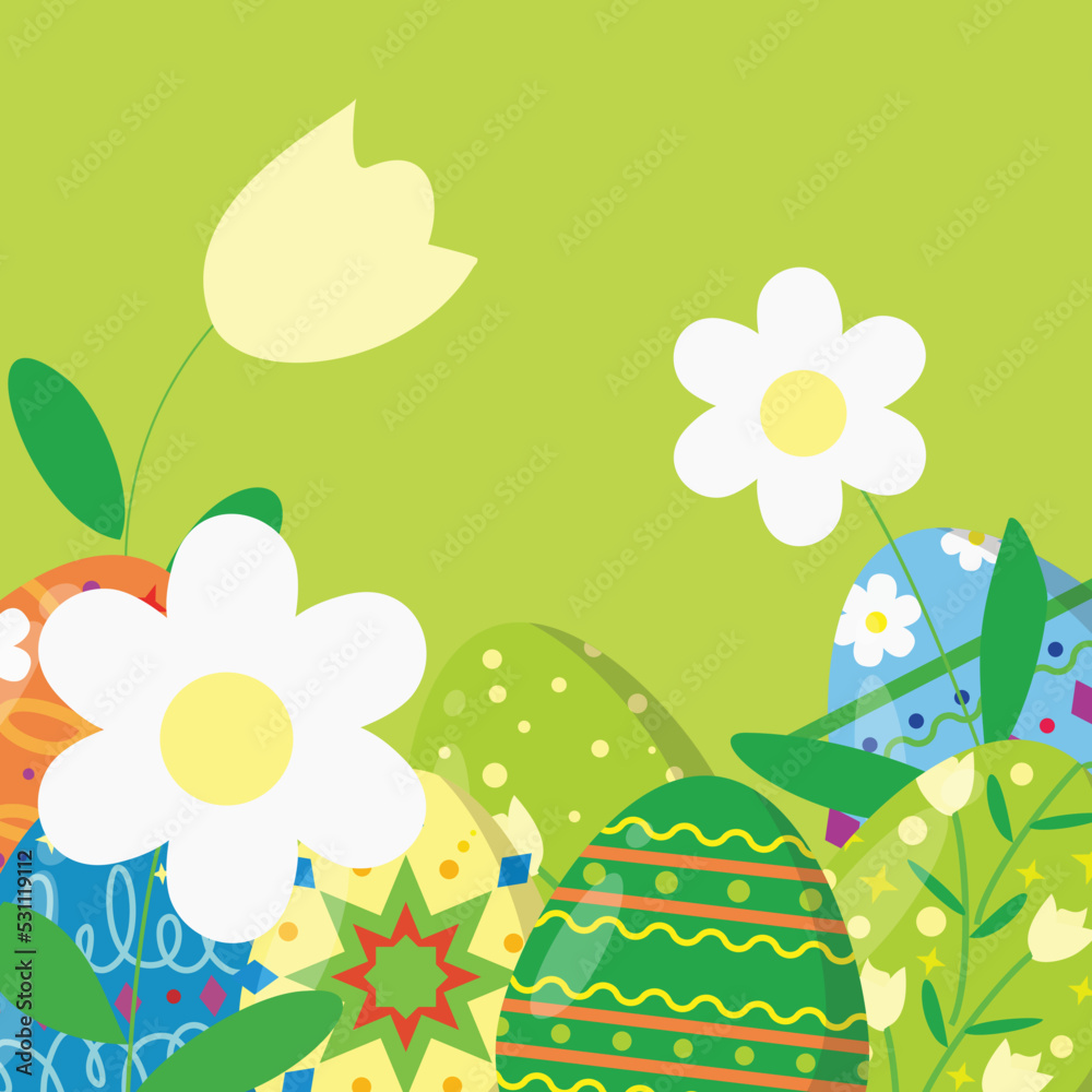 easter eggs and flower set background vector illustration EPS10