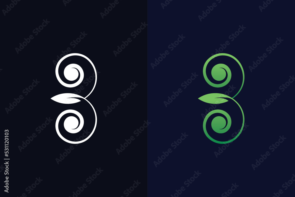 Green Color Letter B and Leaf Logo Design Stock Vector | Adobe Stock