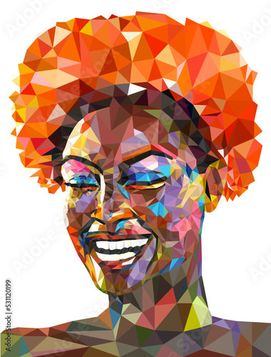 Black lives matter. Portrait of african woman in polygonal style. Pop art style picture. Digital illustration