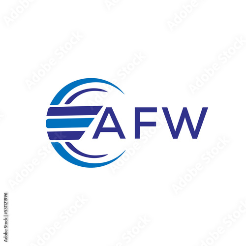 AFW letter logo. AFW blue image on white background. AFW vector logo design for entrepreneur and business. AFW best icon. 
 photo