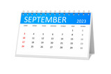 table calendar 2023 september isolated on transparent background