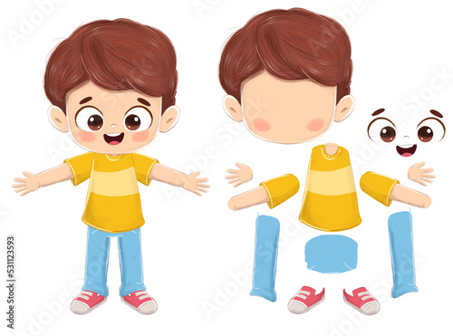 Картината върху платно Adorable child disassembled to articulate and set the pose