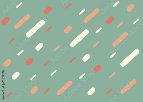 Abstract modern pattern. Pistachio background with bright figures. Pink and white super elipses chaotically arranged on a green background. Vector