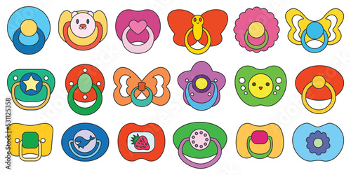 Pacifier isolated color set icon. color set icon soother . Vector illustration pacifier on white background.