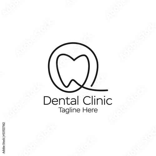 line art circle dental logo design