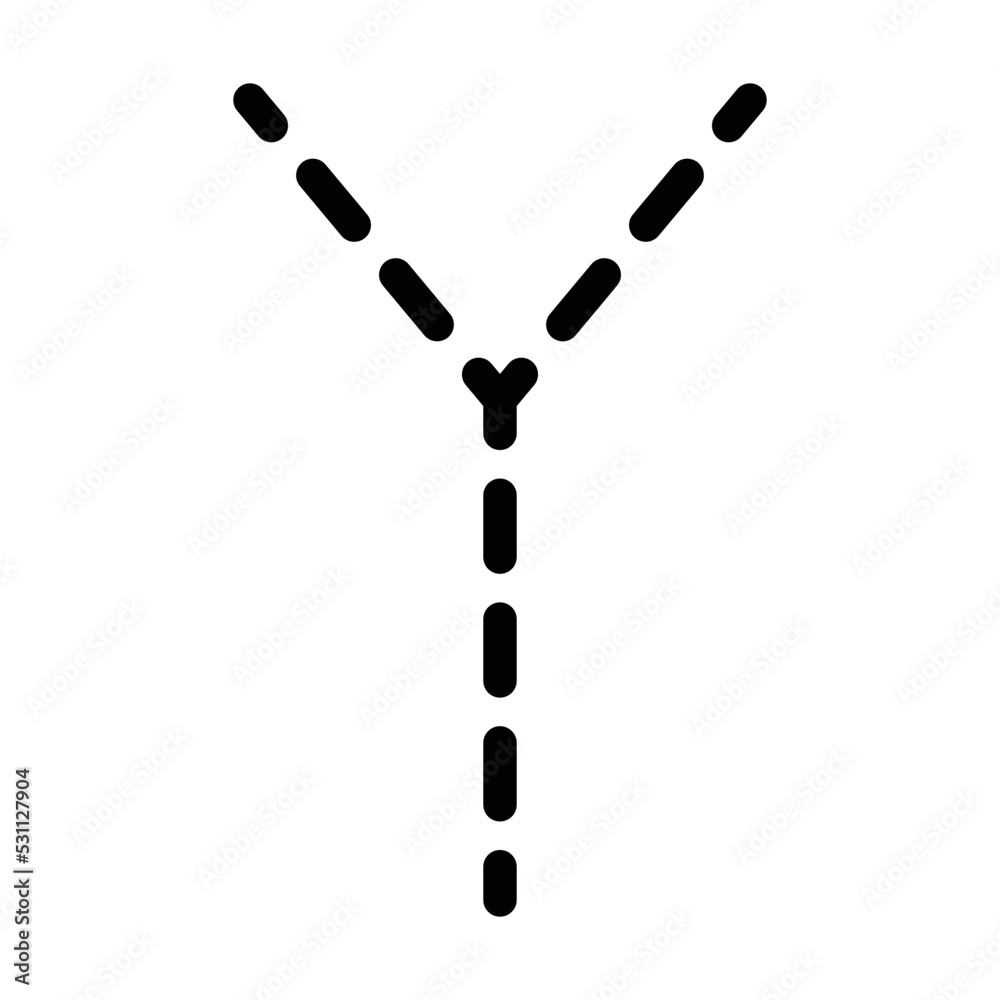 Tracing Alphabet letter Y prewriting dotted line element for ...