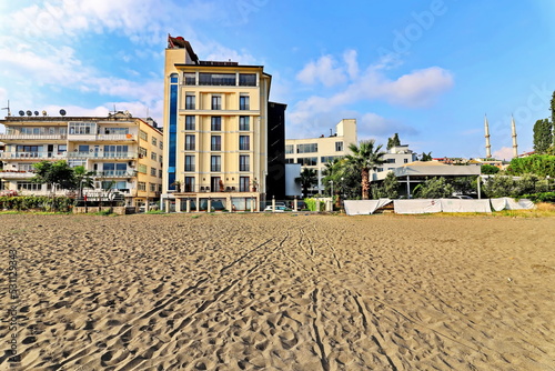 Views of vintage and modern buildings, constructions of Batumi city, Georgia.  August,2019.  