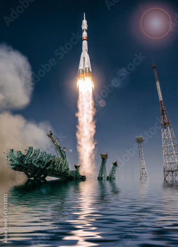 A dramatic rocket launch to the mission.The elements of this image furnished by NASA.