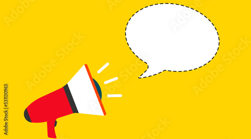 Megaphone with bubble speech.
announcement idea concept.