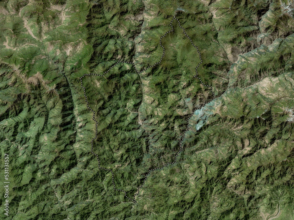 Monggar, Bhutan. High-res satellite. No legend Monggar, Bhutan. High-res satellite. No legend