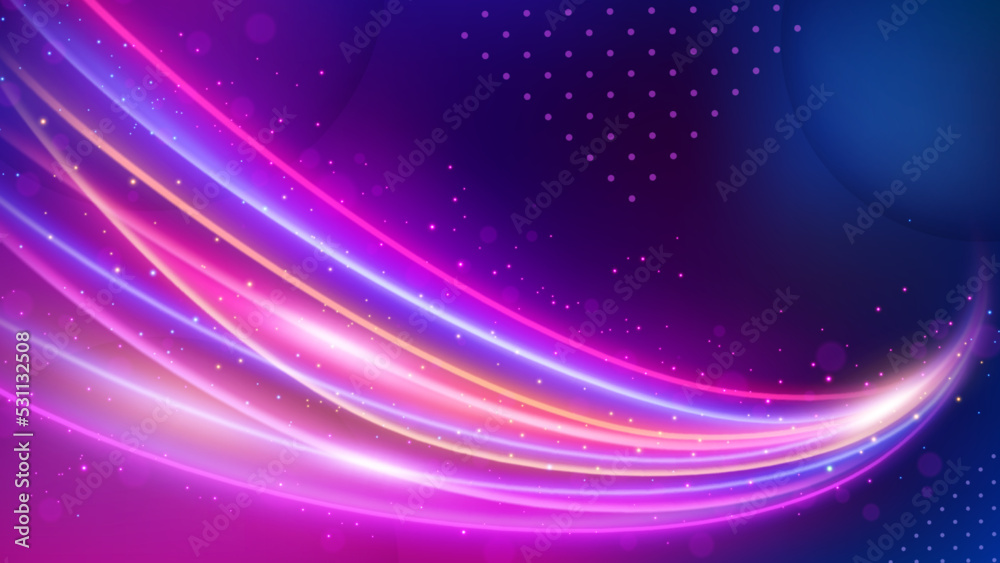 Obraz premium Light Trail Background, Elegant Line Crossing. Widescreen Vector Illustration
