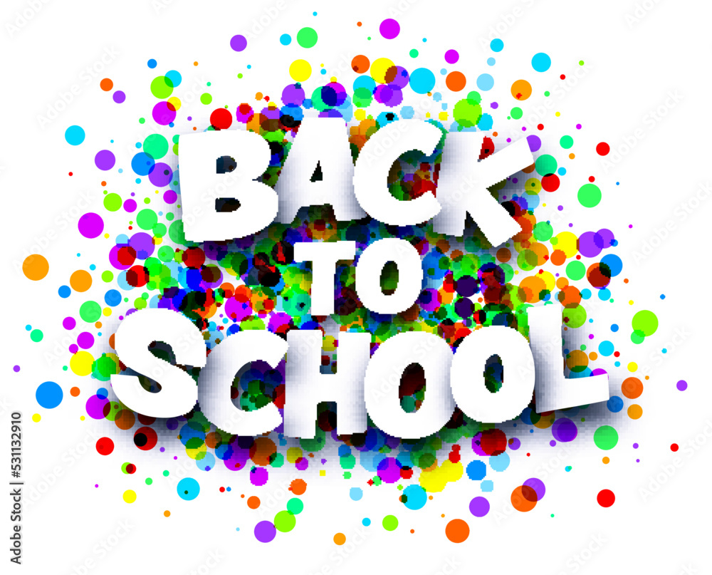 Fototapeta premium Back to school sign on round confetti background.