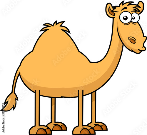 Cute Camel Cartoon Character. Vector Hand Drawn Illustration Isolated On Transparent Background