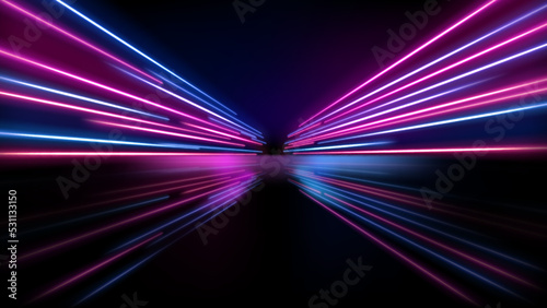 Colorful Light Trails, Long Time Exposure Motion Blur Effect. Vector Illustration