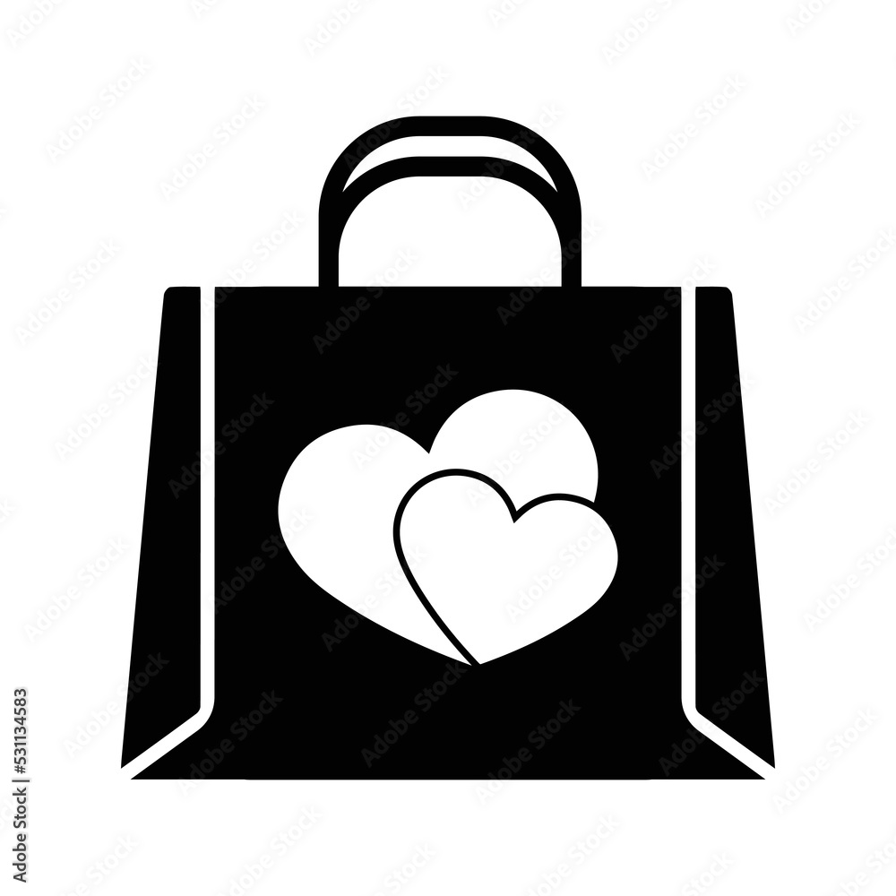 Valentine's day gift bag icon | Black Vector illustration | Valentine's day gift bag icon | Black Vector illustration |