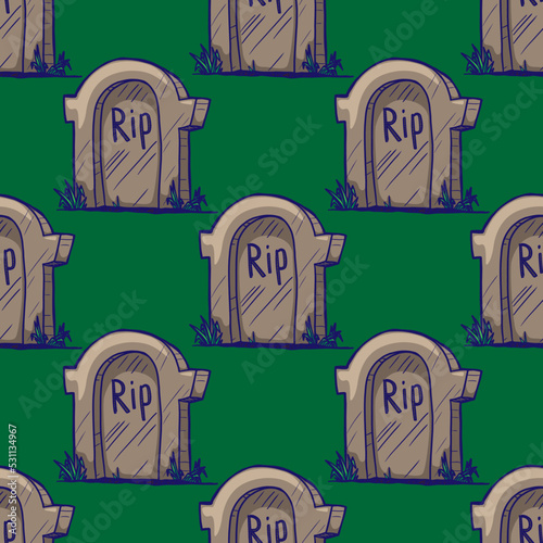 cemetery vector seamless pattern for web design