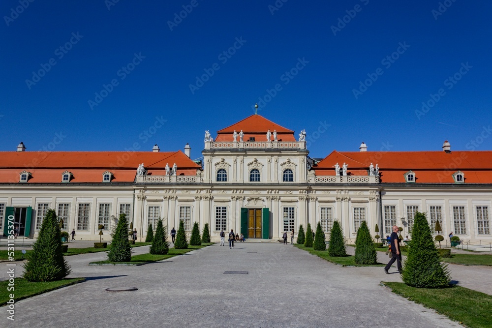 High angle shot of the Lower Belvedere in Vienna, Austria - obrazy, fototapety, plakaty 