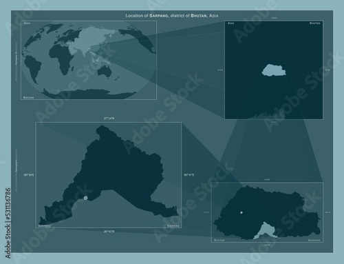 Sarpang, Bhutan. Described location diagram photo