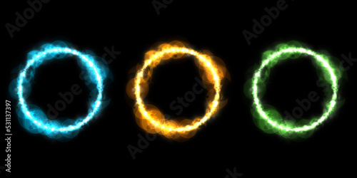 Lightning frames circle glowing borders Ring light and fire effects