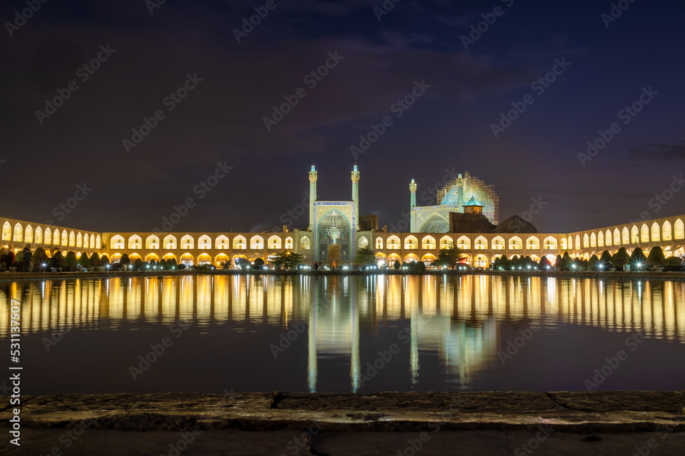 Reflections in one of the most beautiful squares in the world is in the city of Isfahan in Iran