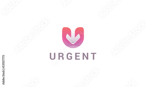 Letter U creative 3d red colour urgent arrow speedy logo 
