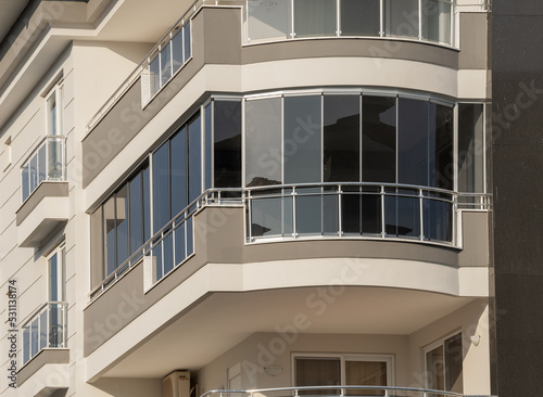 Glazed balcony of a new apartment building.