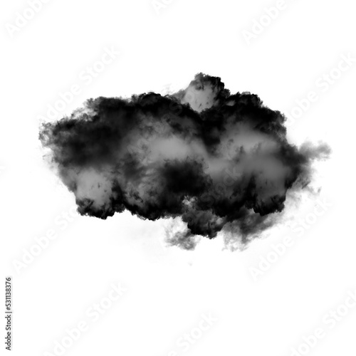 Black cloud isolated over white background 3D illustration