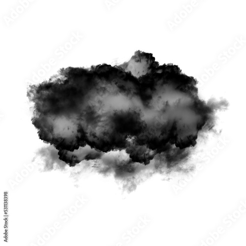 Black cloud isolated over white background 3D illustration