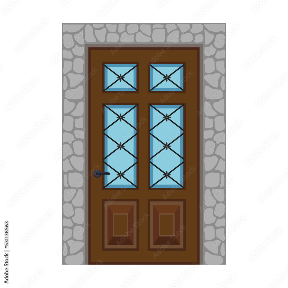 Door of wooden vector cartoon icon. Vector illustration old door on white background. Isolated cartoon illustration icon wood door of house . Door of wooden vector cartoon icon. Vector illustration old door on white background. Isolated cartoon illustration icon wood door of house .