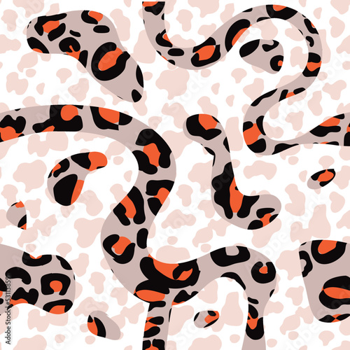 Animal skin fantasy beautiful seamless pattern of jaguar, tiger, guepard, leopard abstract Modern safari animal fashion print skin design for textile, fabric, wallpaper Vector illustration 