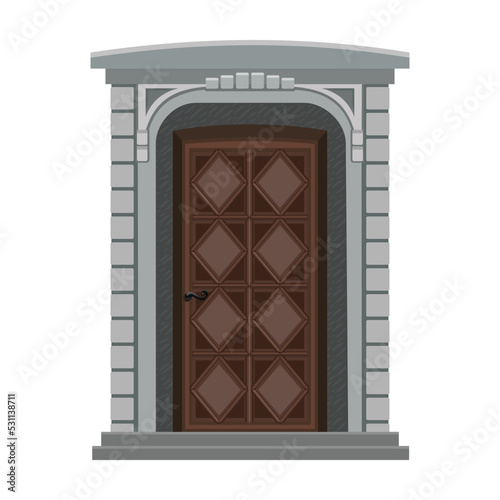 Door of wooden vector cartoon icon. Vector illustration old door on white background. Isolated cartoon illustration icon wood door of house .