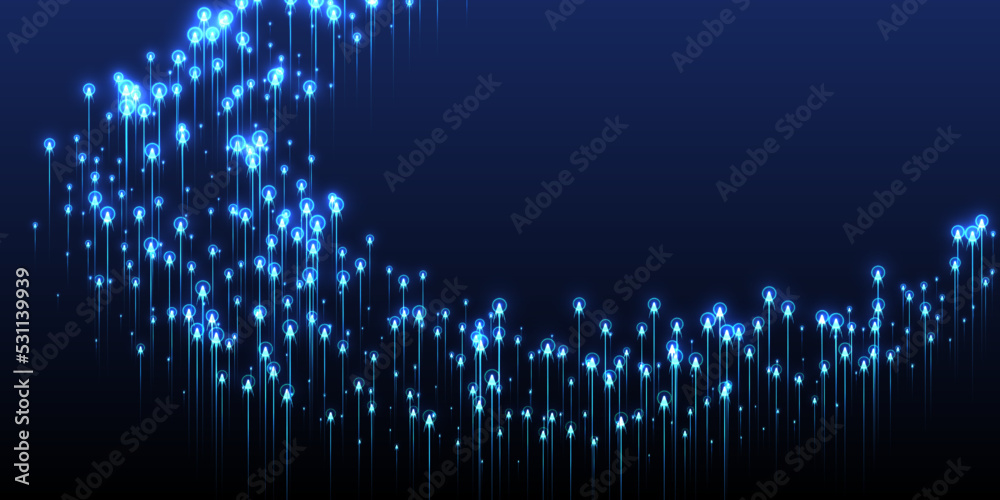 Fototapeta premium Upward glowing line streams speed motion vector.