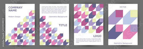 Educational catalog cover layout collection A4 design. Bauhaus style abstract folder mockup