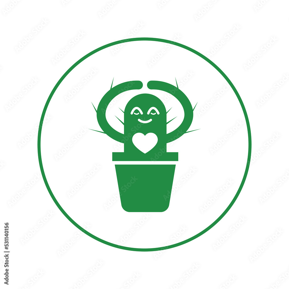 Cactus plant hum love icon | Circle version icon |