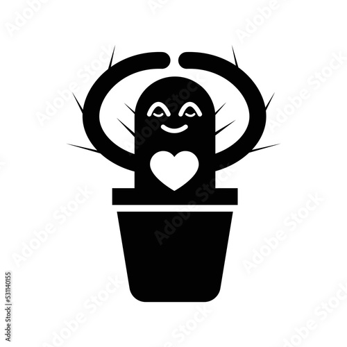 Cactus plant hum love icon | Black Vector illustration |