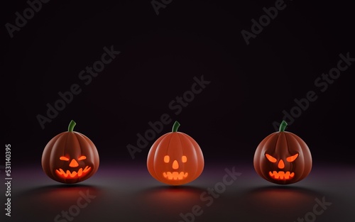 Halloween scary pumpkin late night 3D illustration
