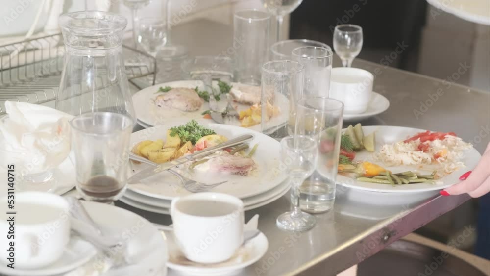 Lots of dirty dishes, after co-op or banquets. The concept of dirty cuisine in the restaurant. Lots of dirty dishes, after co-op or banquets. The concept of dirty cuisine in the restaurant.