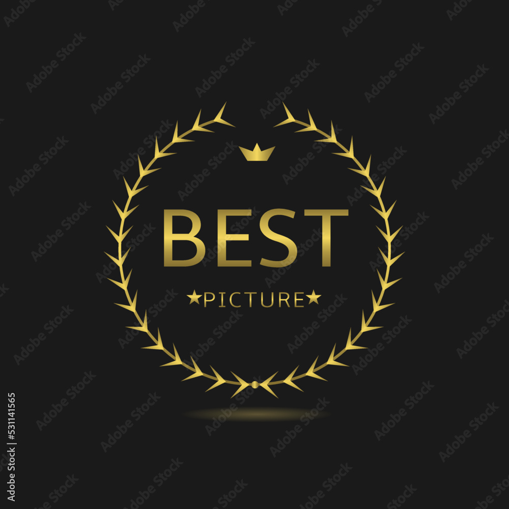 Naklejka premium Best picture golden laurel wreath label