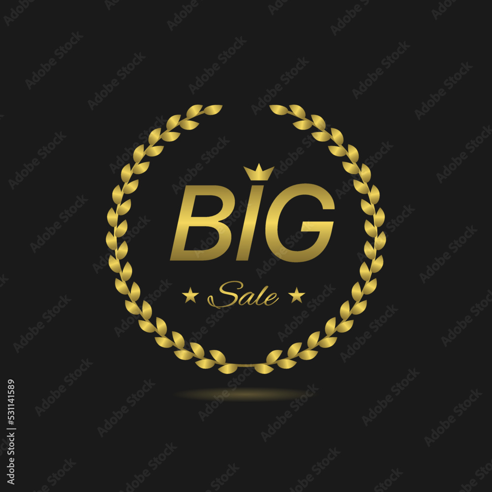 Naklejka premium Big sale golden laurel wreath label