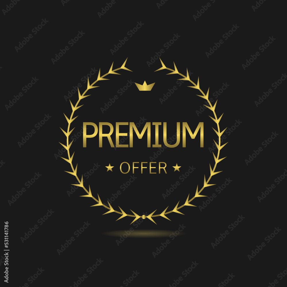 Premium offer golden laurel wreath label