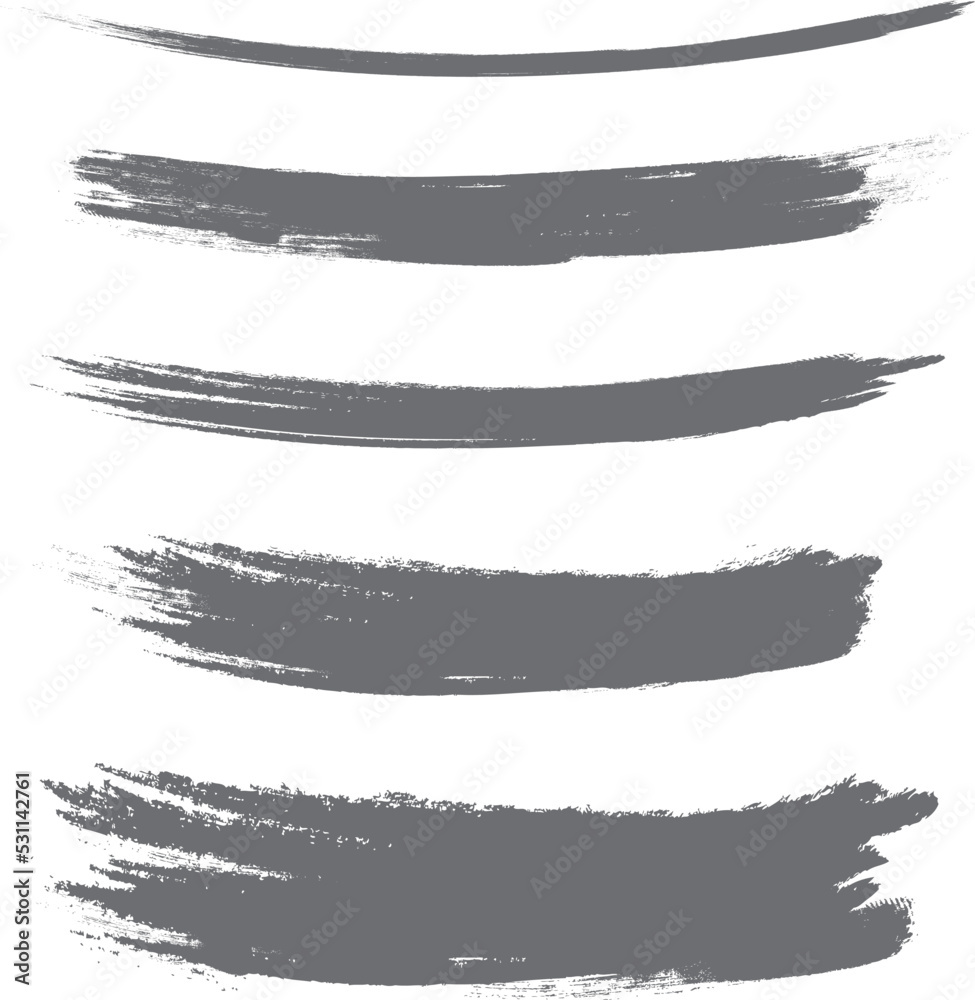 Gray brush stroke set isolated on background. Collection of trendy brush stroke vector for grey ink paint, grunge backdrop, dirt banner, watercolor design and dirty texture. Brush stroke vector Gray brush stroke set isolated on background. Collection of trendy brush stroke vector for grey ink paint, grunge backdrop, dirt banner, watercolor design and dirty texture. Brush stroke vector