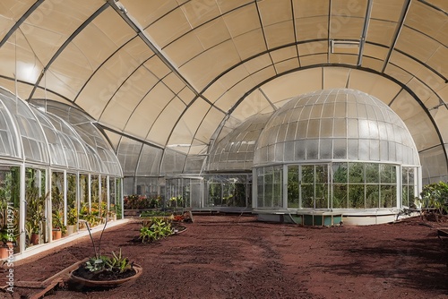 First Mars colony greenhouse after successful attempt to terraform mars Fototapeta
