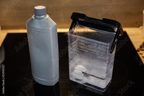 Картината върху платно Scale deposits in the water container for the coffee machine and hard water clea