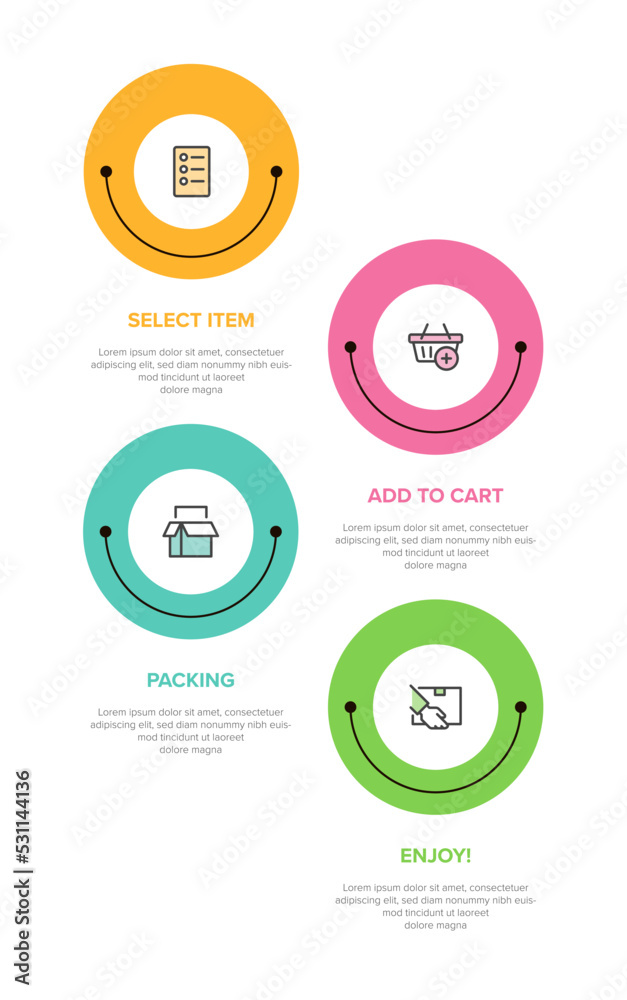 Vertical infographic design with icons and 4 options or steps. Thin line. Infographics business concept. Can be used for info graphics, flow charts, presentations, mobile web sites, printed materials.