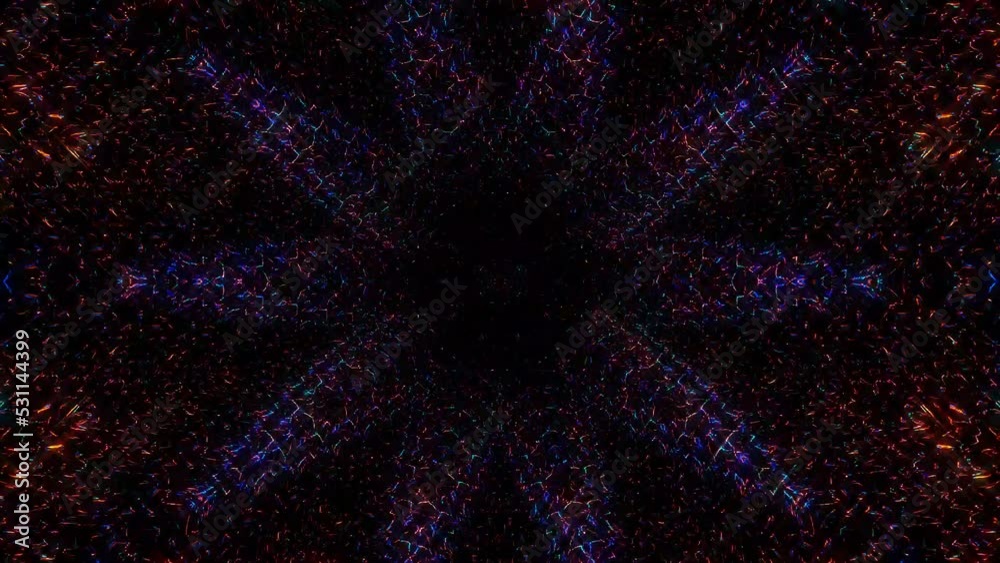 3D colorful lines with dots round shape smooth waves sparkling light effect on black background 3D colorful lines with dots round shape smooth waves sparkling light effect on black background