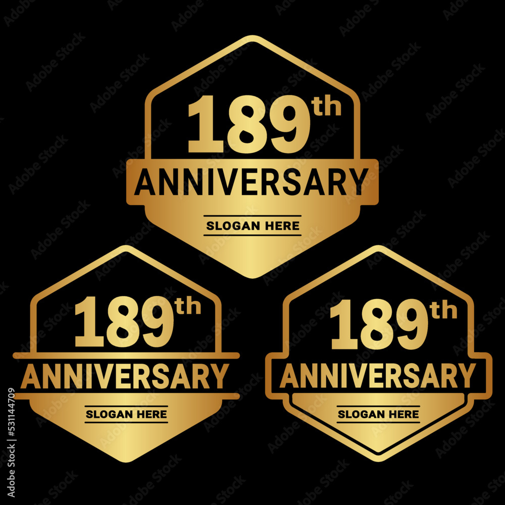 Obraz premium 189 years anniversary celebration logotype. 189th anniversary logo collection. Set of anniversary design template. Vector and illustration.