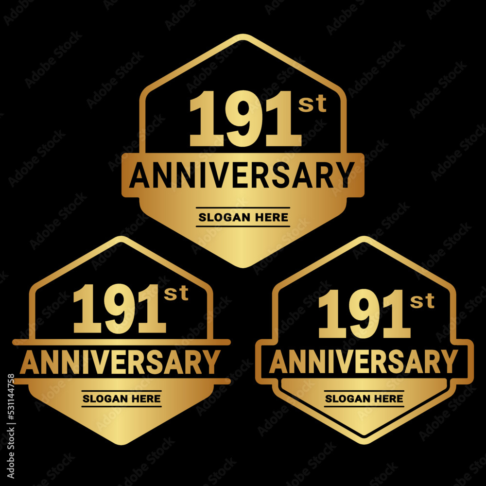 191 years anniversary celebration logotype. 191st anniversary logo collection. Set of anniversary design template. Vector and illustration.