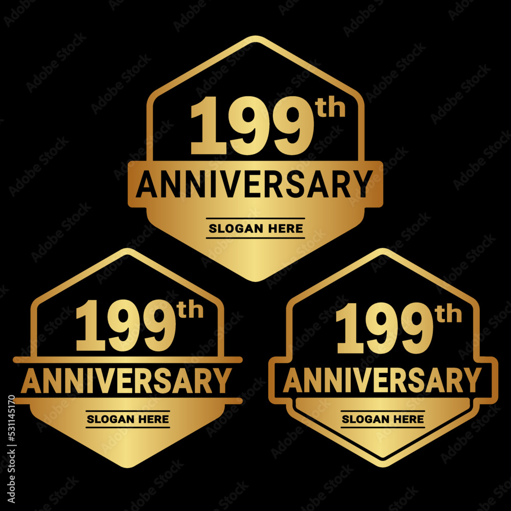 Obraz premium 199 years anniversary celebration logotype. 199th anniversary logo collection. Set of anniversary design template. Vector and illustration.