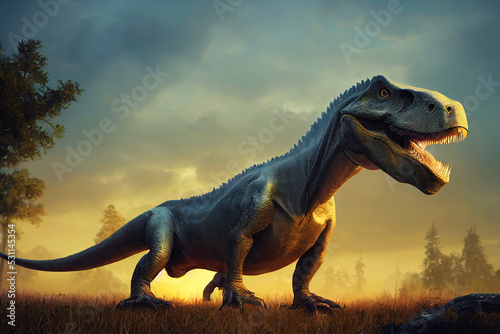 Tyrannosaurus from the Cretaceous era 3D illustration 